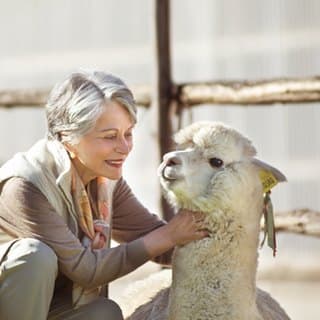 Sandra Jordan with one of her alpacas
